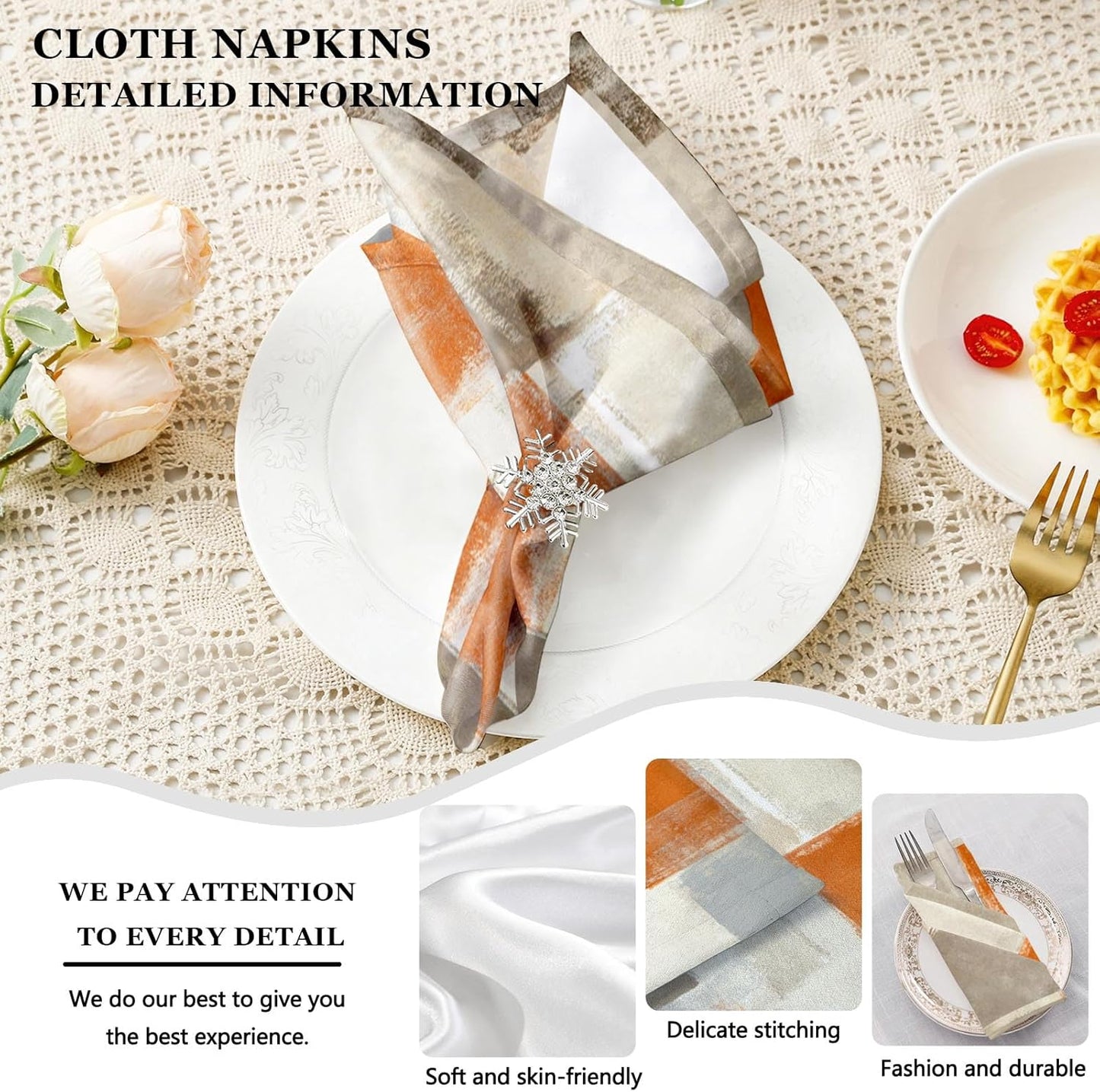 4 Each Yellow Placemats and Cloth Napkins Set of 8, Modern Abstract Art Painted Placemat for Home Kitchen Decor (Placemats 18 "x12 Cloth Napkins 18 "x18)