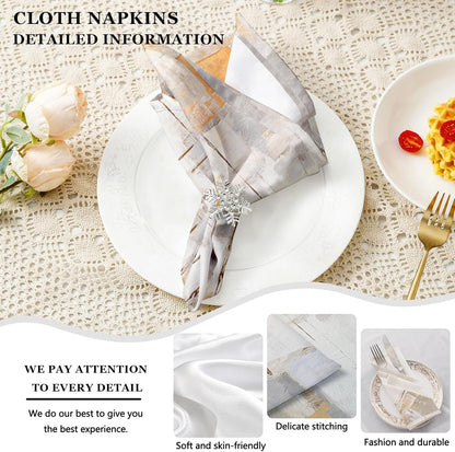 4 Each Yellow Placemats and Cloth Napkins Set of 8, Modern Abstract Art Painted Placemat for Home Kitchen Decor (Placemats 18 "x12 Cloth Napkins 18 "x18)