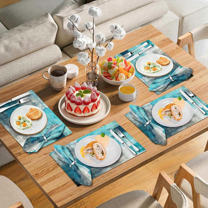 4 Each Yellow Placemats and Cloth Napkins Set of 8, Modern Abstract Art Painted Placemat for Home Kitchen Decor (Placemats 18 "x12 Cloth Napkins 18 "x18)