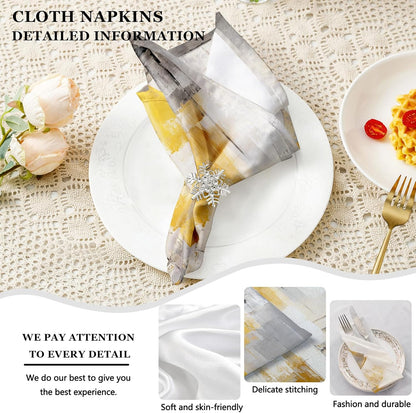 4 Each Yellow Placemats and Cloth Napkins Set of 8, Modern Abstract Art Painted Placemat for Home Kitchen Decor (Placemats 18 "x12 Cloth Napkins 18 "x18)