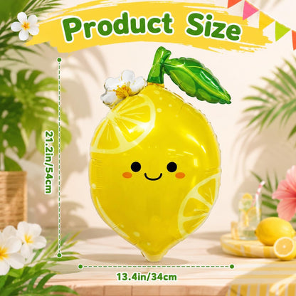 4Pcs Lemon Foil Balloons with Leaves, Sweet as Lemonade Party Decorations for She Found Her Main Squeeze Bridal Shower Amalfi Coast Wedding Freshly Graduated Summer Fruit Birthday Party Decoration