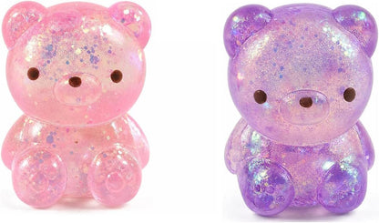 2 Pack Bear Squishy, Slow Rising Stress Relief Fidget Toys for Adults | Glitter Bear-Shaped Sensory Squeeze Toys, Calm Anxiety, Portable, Safe TPR Material, Soft Hand Toy for Office, Home or Travel