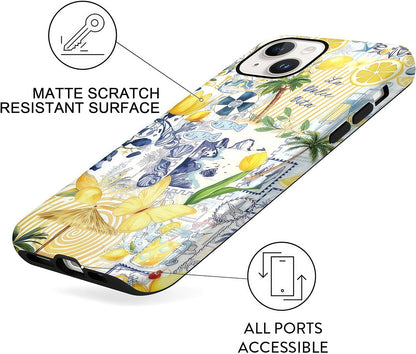 Lemon Summer Collage Case for iPhone 14/13 | Hard Hybrid 2-Layer Design, Protective Scratch Resistant Cover for Women Girls