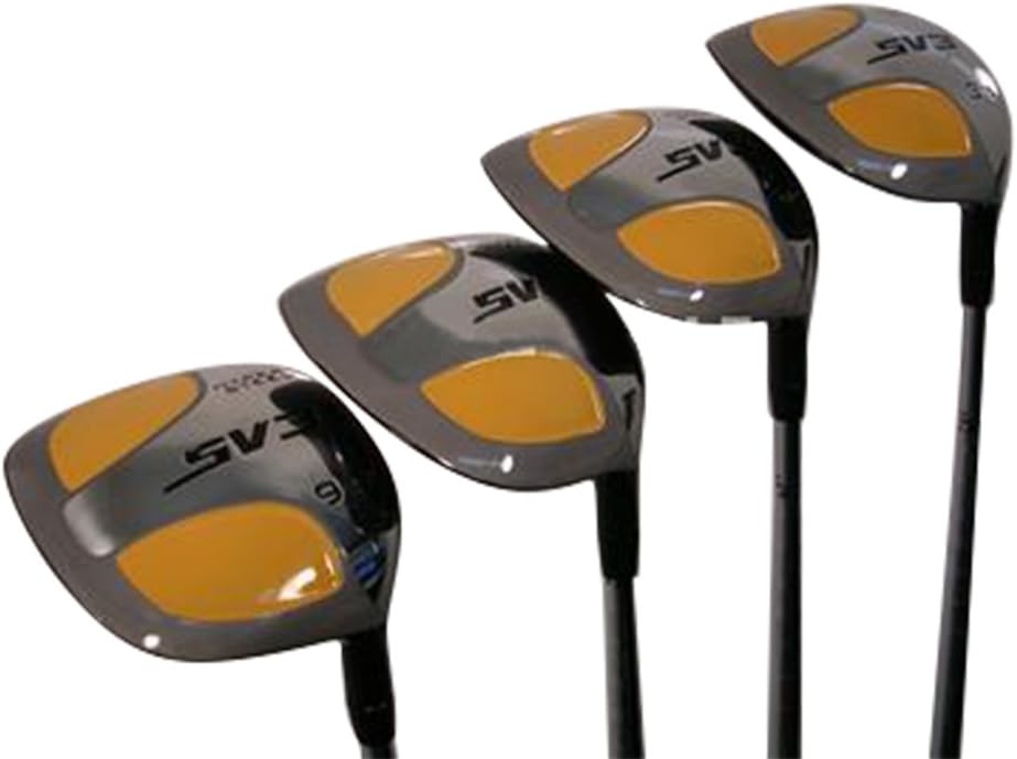 Senior Men's SV3 Yellow Square Fairway 3 5 7 9 Wood Set Golf Clubs, Right Handed Flex with Size Black Pro Velvet Grips