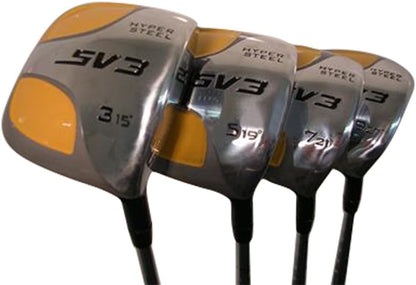 Senior Men's SV3 Yellow Square Fairway 3 5 7 9 Wood Set Golf Clubs, Right Handed Flex with Size Black Pro Velvet Grips