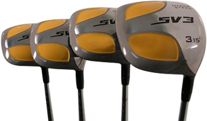 Senior Men's SV3 Yellow Square Fairway 3 5 7 9 Wood Set Golf Clubs, Right Handed Flex with Size Black Pro Velvet Grips