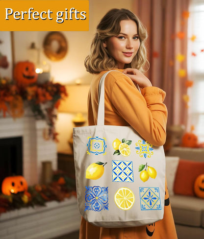 Aesthetic Tote Bag for Women Girls, Besties Coworker Gifts Tote Bag for Her, Medium Size with Inner Pocket