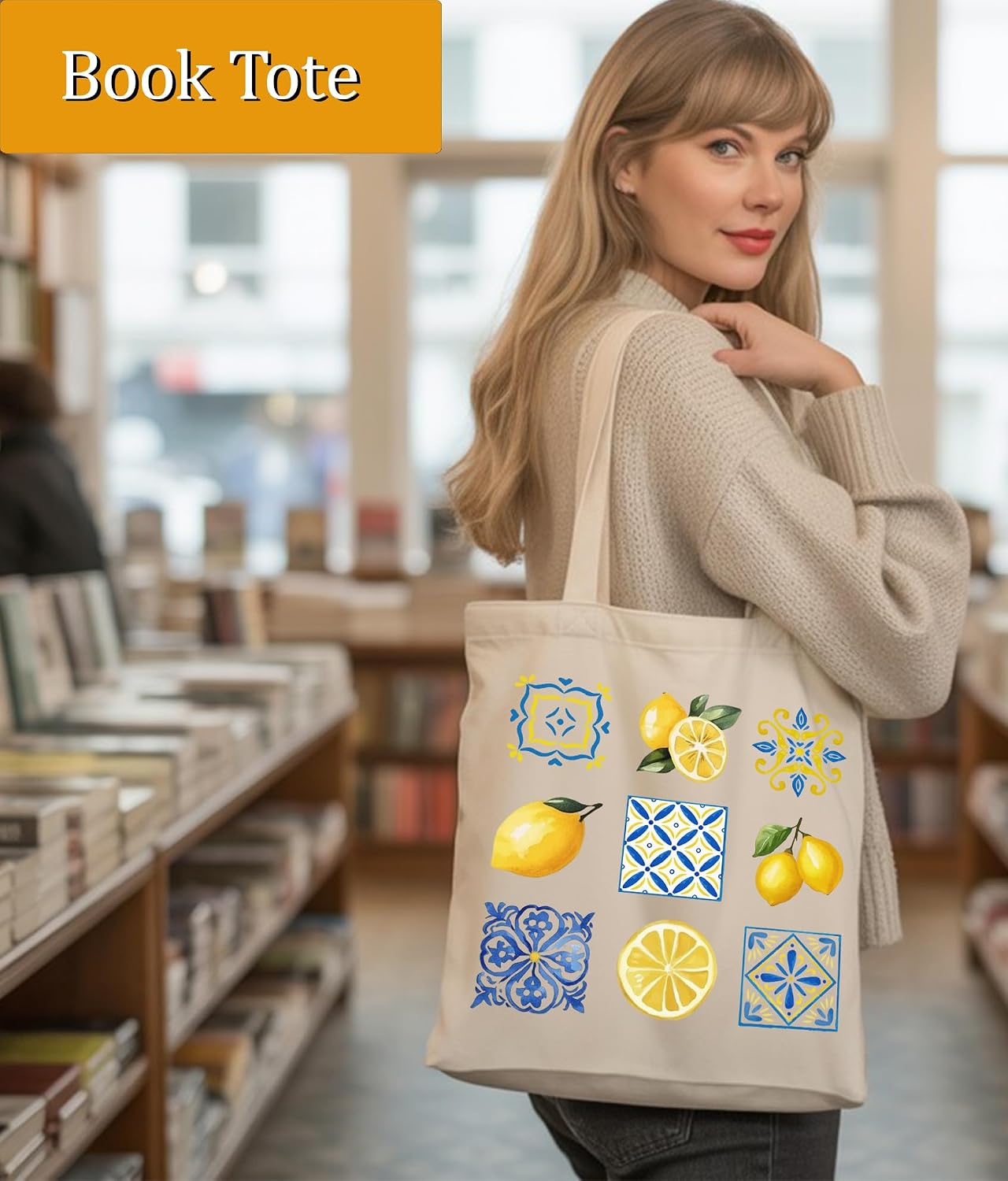 Aesthetic Tote Bag for Women Girls, Besties Coworker Gifts Tote Bag for Her, Medium Size with Inner Pocket