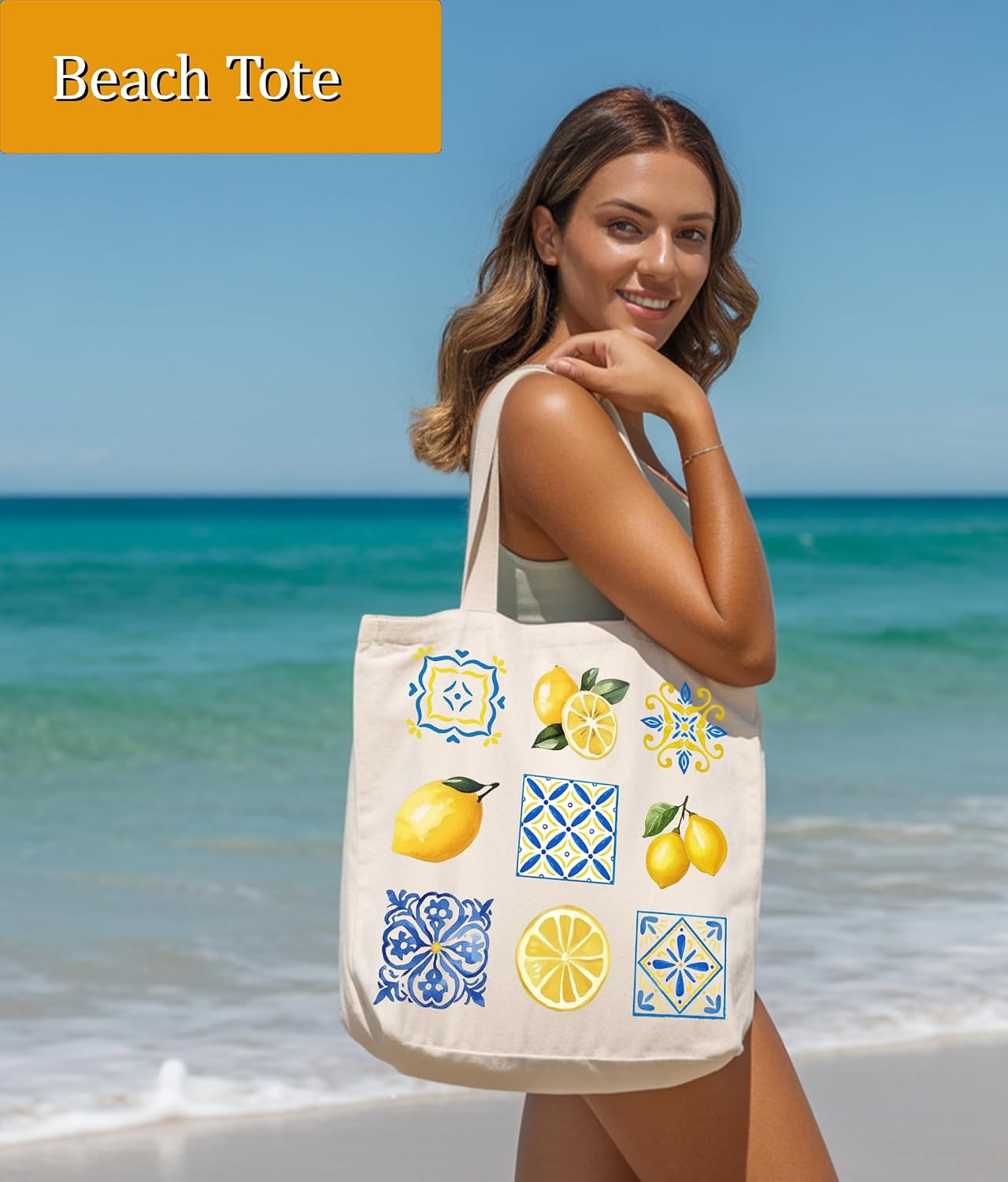 Aesthetic Tote Bag for Women Girls, Besties Coworker Gifts Tote Bag for Her, Medium Size with Inner Pocket