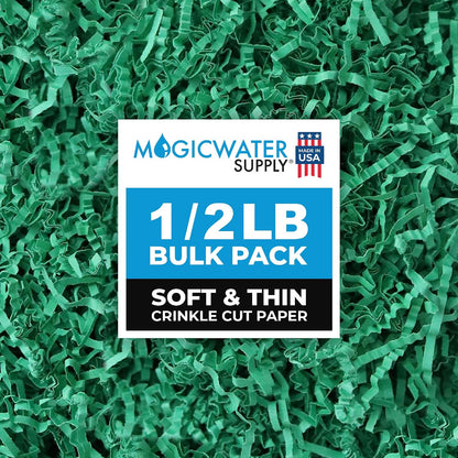MagicWater Crinkle Cut Paper - Soft and Thin - 1/2LB - Green | Paper Shred, For Basket Filling, For Gift Boxes, Birthdays, Weddings, Anniversaries, Valentines Day and other occassions