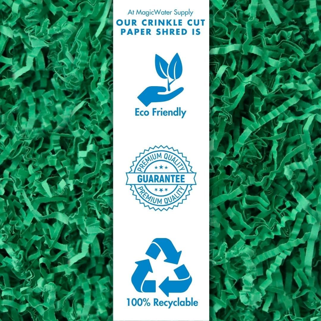 MagicWater Crinkle Cut Paper - Soft and Thin - 1/2LB - Green | Paper Shred, For Basket Filling, For Gift Boxes, Birthdays, Weddings, Anniversaries, Valentines Day and other occassions