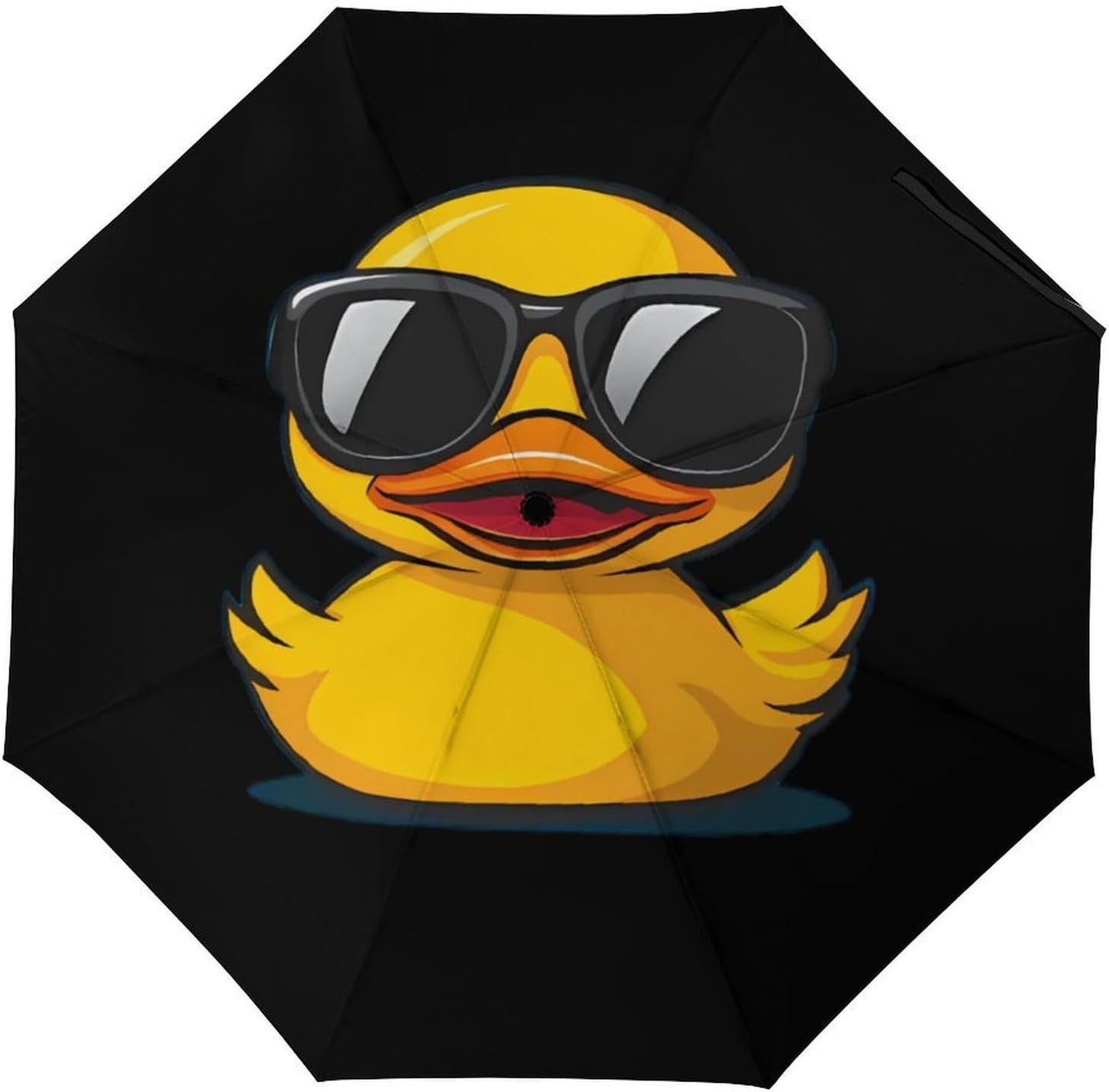 Yellow Rubber Duck in Glasses Compact Umbrella 3 Folding Windproof Automatic Umbrellas Portable Travel Accessories