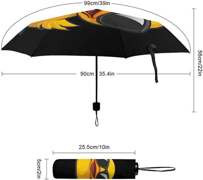 Yellow Rubber Duck in Glasses Compact Umbrella 3 Folding Windproof Automatic Umbrellas Portable Travel Accessories