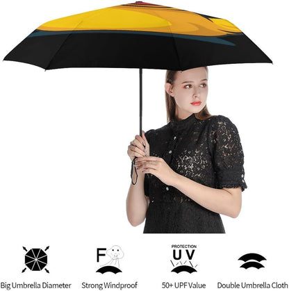 Yellow Rubber Duck in Glasses Compact Umbrella 3 Folding Windproof Automatic Umbrellas Portable Travel Accessories