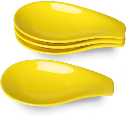 Ceramic Spoon Rests for Buffet Set of 4, Spoons Holder, 6.5 Inch, Yellow