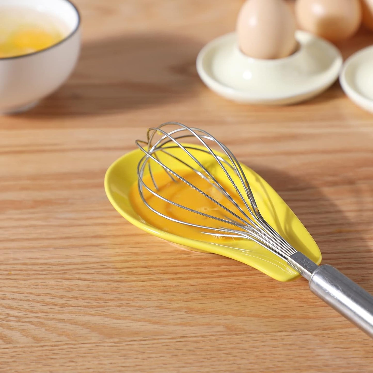 Ceramic Spoon Rests for Buffet Set of 4, Spoons Holder, 6.5 Inch, Yellow