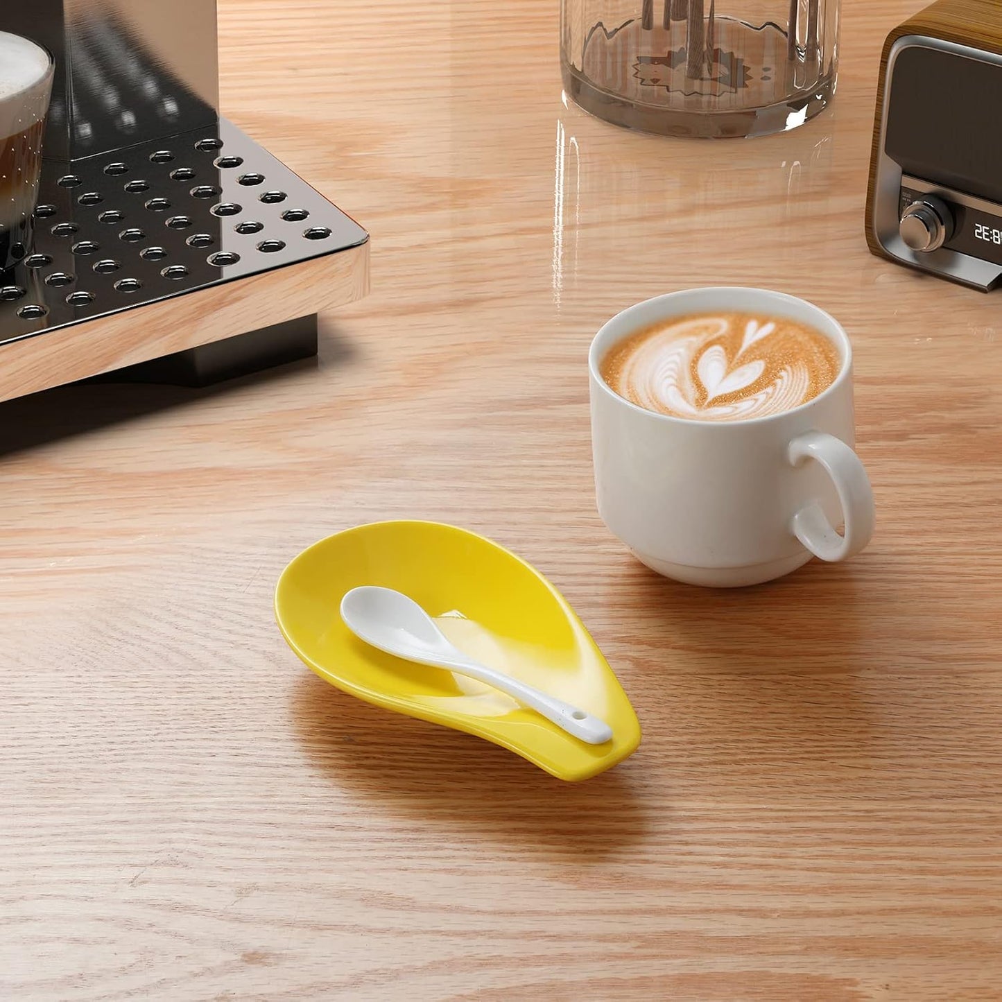 Ceramic Spoon Rests for Buffet Set of 4, Spoons Holder, 6.5 Inch, Yellow