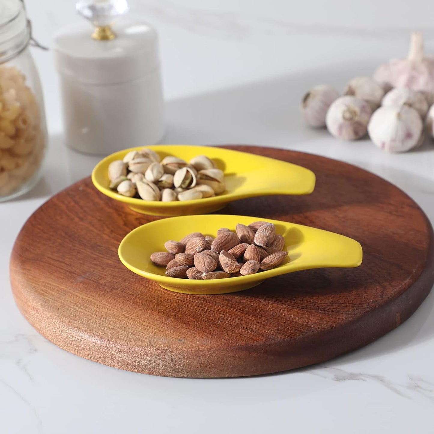 Ceramic Spoon Rests for Buffet Set of 4, Spoons Holder, 6.5 Inch, Yellow