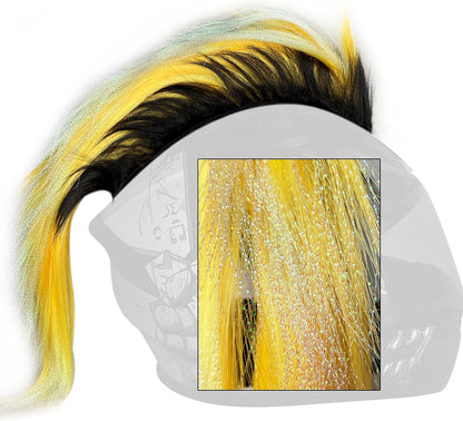 Helmet Mohawk Hawk Cosplay Wig Helmet Accessory for Motorcycle Bicycle Ski Helmets Real Hair Decorations (Helmet not Included)