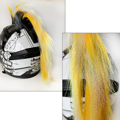 Helmet Mohawk Hawk Cosplay Wig Helmet Accessory for Motorcycle Bicycle Ski Helmets Real Hair Decorations (Helmet not Included)