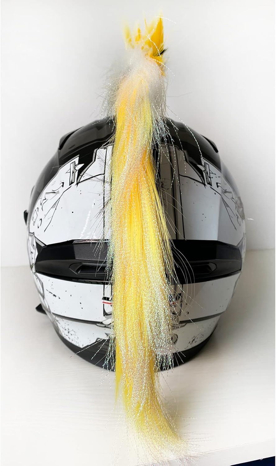Helmet Mohawk Hawk Cosplay Wig Helmet Accessory for Motorcycle Bicycle Ski Helmets Real Hair Decorations (Helmet not Included)