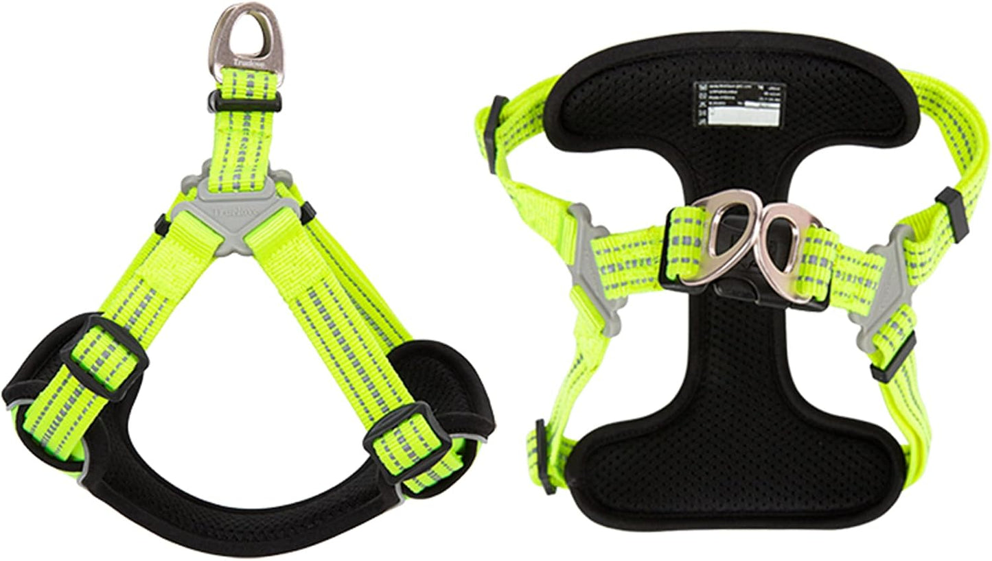 Step-in Dog Harness, Reflective, Breathable, Neon Yellow, M | Easy Wear, Balanced Chest Pressure, Adjustable, Lightweight, Small/Med Dogs, Cat Vest, Bright Colors, Outdoor Use, TLH5991