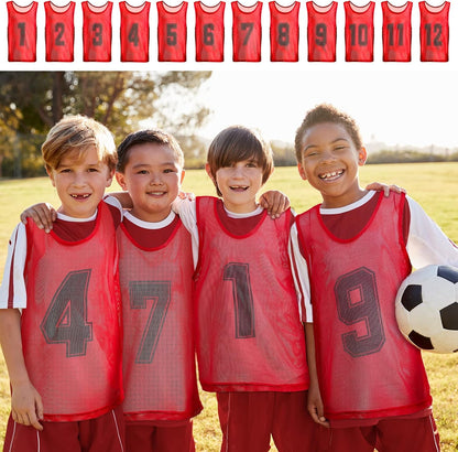 24 Pcs Youth Pinnies Soccer Pinnies Training Vest Adult Mesh Reversible Numbered Football Jersey
