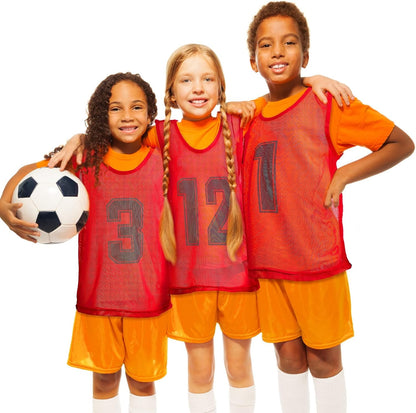 24 Pcs Youth Pinnies Soccer Pinnies Training Vest Adult Mesh Reversible Numbered Football Jersey