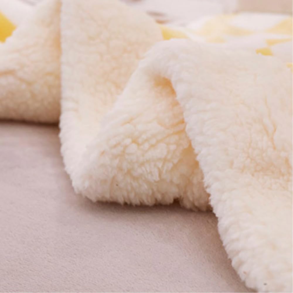 Throw Blanket Faux Fur for Couch&Bed Chair in Garden Outdoor, Cozy Warm Decoration Knit Blanket for Sofa Bedroom Living Room (59"x 79",Yellow)