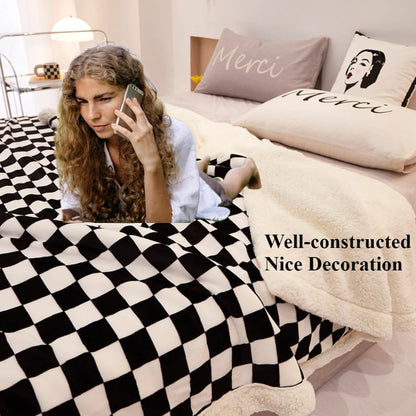 Throw Blanket Faux Fur for Couch&Bed Chair in Garden Outdoor, Cozy Warm Decoration Knit Blanket for Sofa Bedroom Living Room (59"x 79",Yellow)