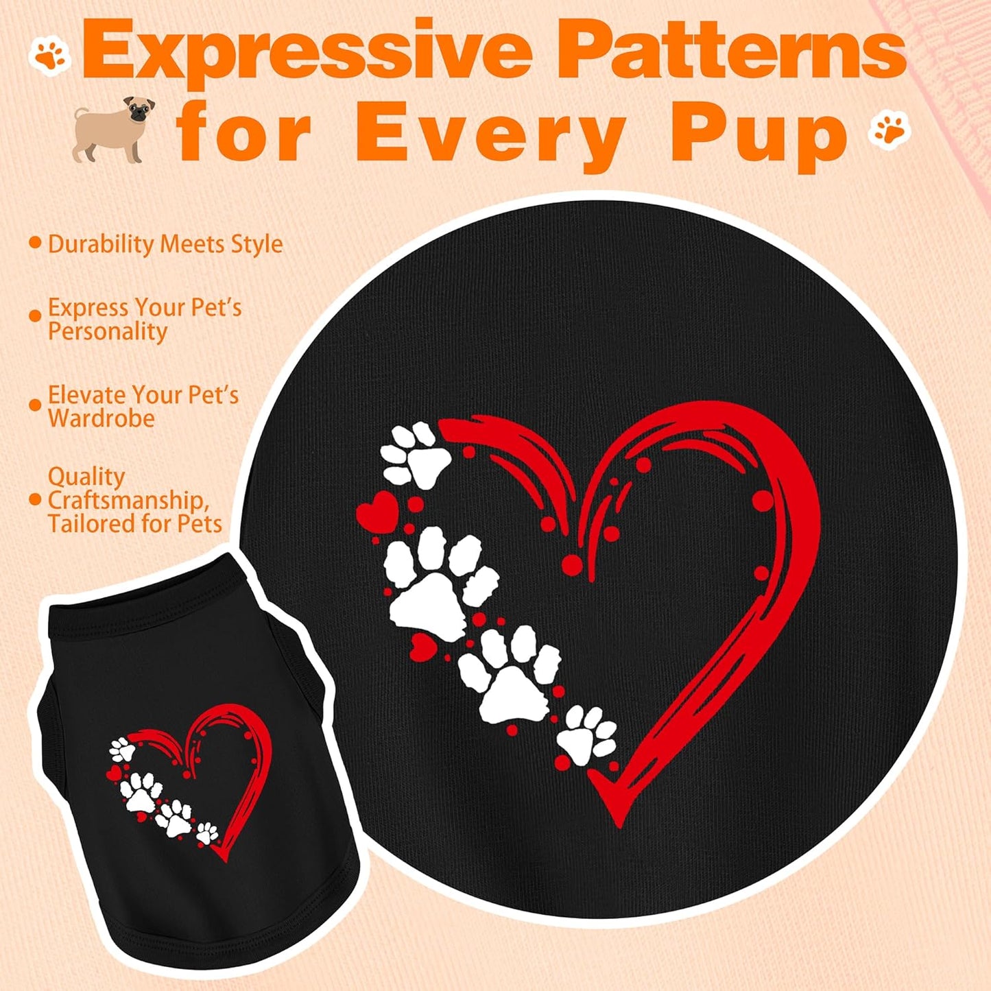 Discover Cozy Sleeveless Canine Wear: Soft, Lightweight, and Breathable Cotton Dog Shirt Featuring Heart and Paw Graphics. Vest Tank Top is Ideal for Small, Medium, and Large Breeds Yellow XS