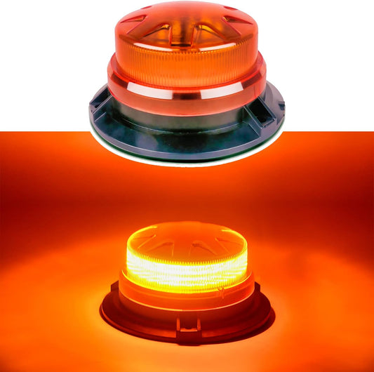 Amber Led Emergency Strobe Beacon Lights Bar with Magnetic Mount and 8 Flash Models Yellow Warning Safety Rooftop Signal Lamps Vehicles Forklift Truck Tractor Golf Car Carts (24-LED 12V-24V)