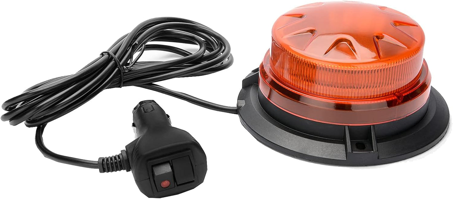 Amber Led Emergency Strobe Beacon Lights Bar with Magnetic Mount and 8 Flash Models Yellow Warning Safety Rooftop Signal Lamps Vehicles Forklift Truck Tractor Golf Car Carts (24-LED 12V-24V)