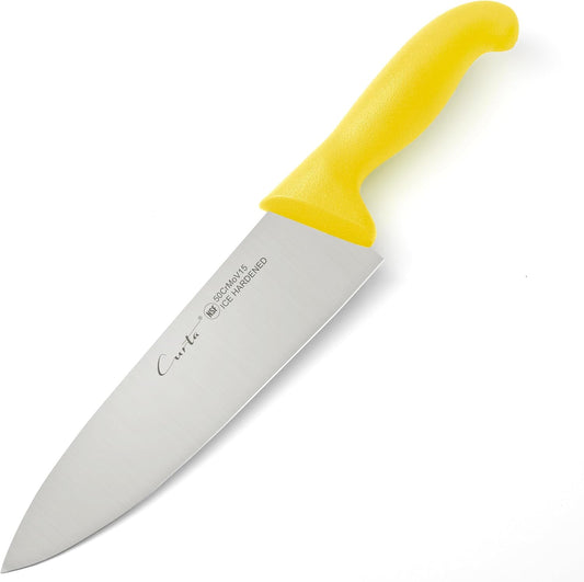 8-inch Commercial-Grade Chef's Knife, NSF Listed, Ergonomic, Non-slip Yellow Handle, High Carbon 420 Stainless Steel Forged Blade Straight Edge, Dishwasher Safe, Rust Proof