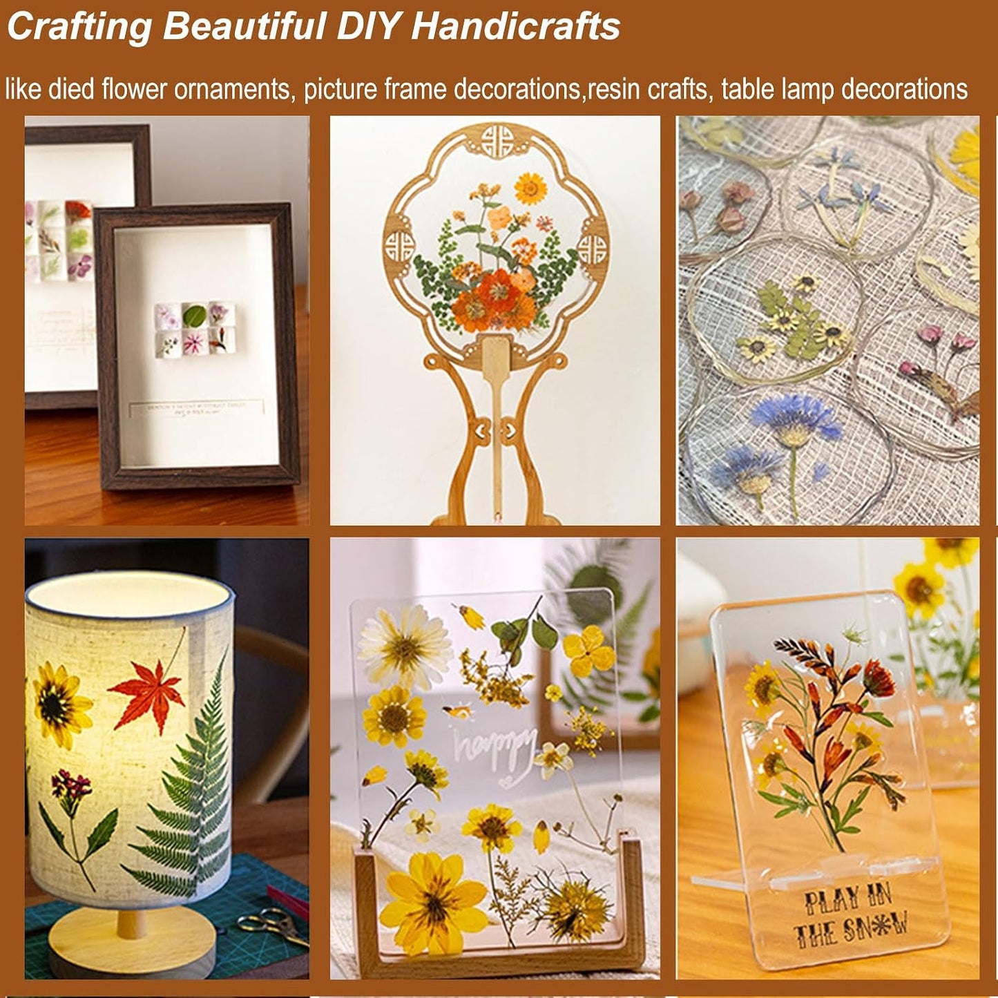 Fall Dried Pressed Flowers for Crafts, 103 PCS Real Dried Pressed Flowers Leaves Kit Autumn Pressed Dry Flower with Tweezers for Resin Molds DIY Scrapbooking Candle Jewelry Making (Orange, Yellow)