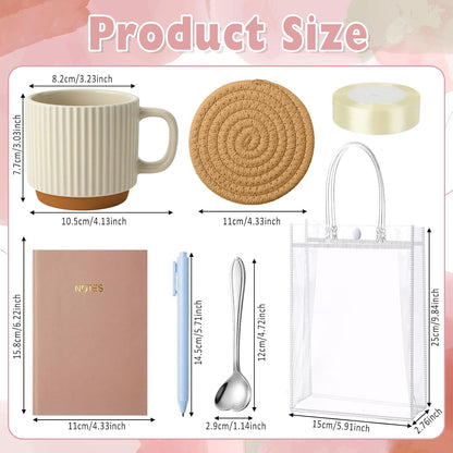 36 Pcs/6 Sets Baby Shower Prizes for Winners Include Ceramic Mugs with Spoons Woven Coasters Notebooks with Pens Clear PVC Gift Bags for Bridal Shower Party Favors (Yellow)