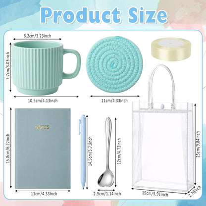 36 Pcs/6 Sets Baby Shower Prizes for Winners Include Ceramic Mugs with Spoons Woven Coasters Notebooks with Pens Clear PVC Gift Bags for Bridal Shower Party Favors (Yellow)