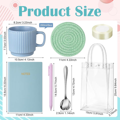 36 Pcs/6 Sets Baby Shower Prizes for Winners Include Ceramic Mugs with Spoons Woven Coasters Notebooks with Pens Clear PVC Gift Bags for Bridal Shower Party Favors (Yellow)