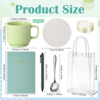 36 Pcs/6 Sets Baby Shower Prizes for Winners Include Ceramic Mugs with Spoons Woven Coasters Notebooks with Pens Clear PVC Gift Bags for Bridal Shower Party Favors (Yellow)