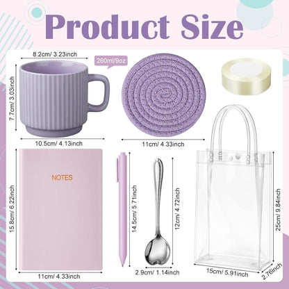 36 Pcs/6 Sets Baby Shower Prizes for Winners Include Ceramic Mugs with Spoons Woven Coasters Notebooks with Pens Clear PVC Gift Bags for Bridal Shower Party Favors (Yellow)