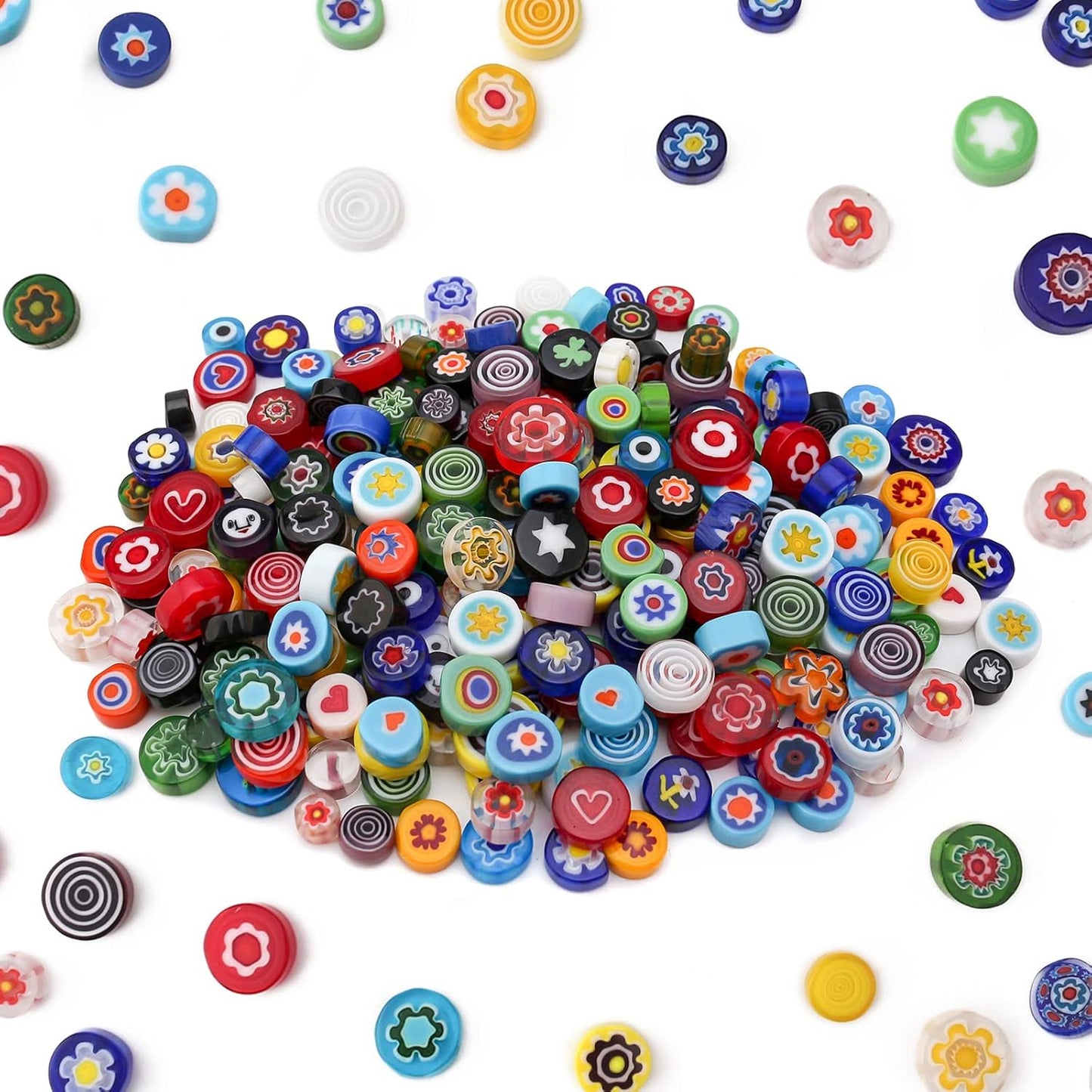 Millefiori Mosaic Tiles for Crafts, Mosaic Glass Pieces,No-Hole Millefiori Glass Beads, Mosaic Kits for DIY Holiday Ornaments