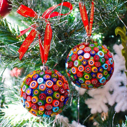 Millefiori Mosaic Tiles for Crafts, Mosaic Glass Pieces,No-Hole Millefiori Glass Beads, Mosaic Kits for DIY Holiday Ornaments