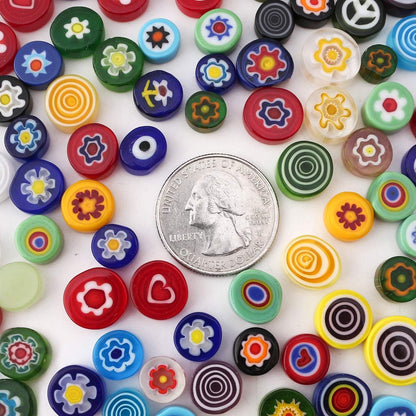 Millefiori Mosaic Tiles for Crafts, Mosaic Glass Pieces,No-Hole Millefiori Glass Beads, Mosaic Kits for DIY Holiday Ornaments