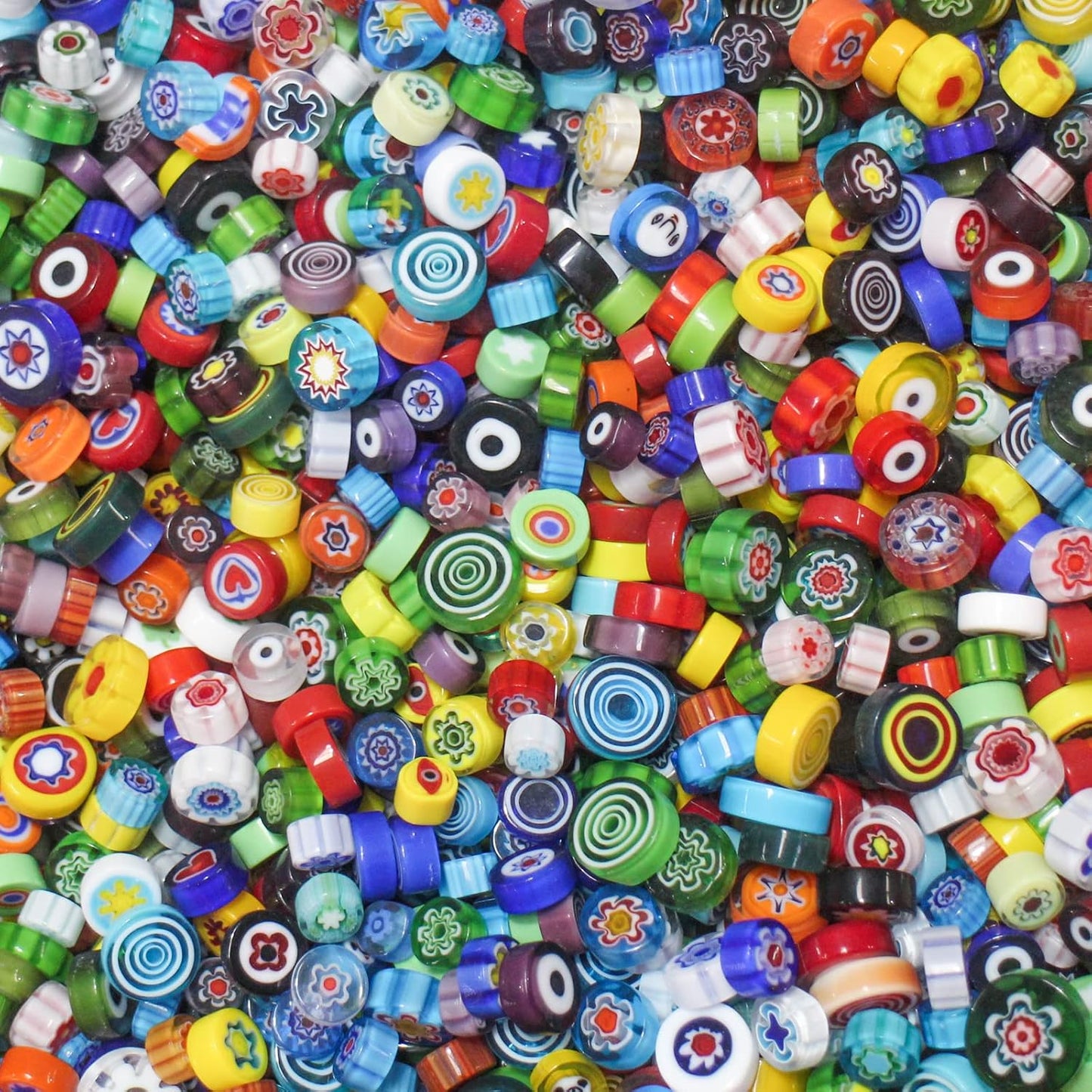 Millefiori Mosaic Tiles for Crafts, Mosaic Glass Pieces,No-Hole Millefiori Glass Beads, Mosaic Kits for DIY Holiday Ornaments