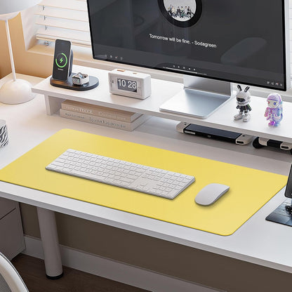 Leather Desk Pad Protector,Non-Slip Mouse Pad,Laptop Desk Pad,Office Mouse Mat,Waterproof Leather Desk Blotter,Desk Writing Pad for Office and Home (S-Yellow,24"x 14")