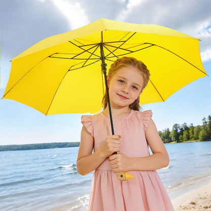 Cute Duck Umbrella for Kids - Auto Open Manual Close, Wooden Handle | Duck Head Handle Design, One-Touch Open & Easy Manual Close, Wrist Strap. 42 Inch Compact 2-Fold, Fun Gift for Kids & Adults.