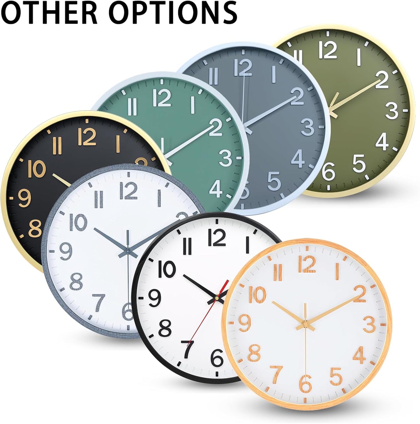 Wall Clocks Battery Operated 8 inch Modern Wall Clock,Silent Non Ticking Wall Clock for Living Room Bedroom Kitchen Office Classroom Decor (Wood Grain Yellow White)