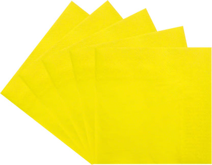 Yellow Napkins - 6.5x6.5 Inches, Disposable Party Napkins, Double-Ply, Soft And Durable, Suitable For Easter, Cocktail Parties And All Kinds Of Party Events | Holiday Decor Napkins (50 Pcs)