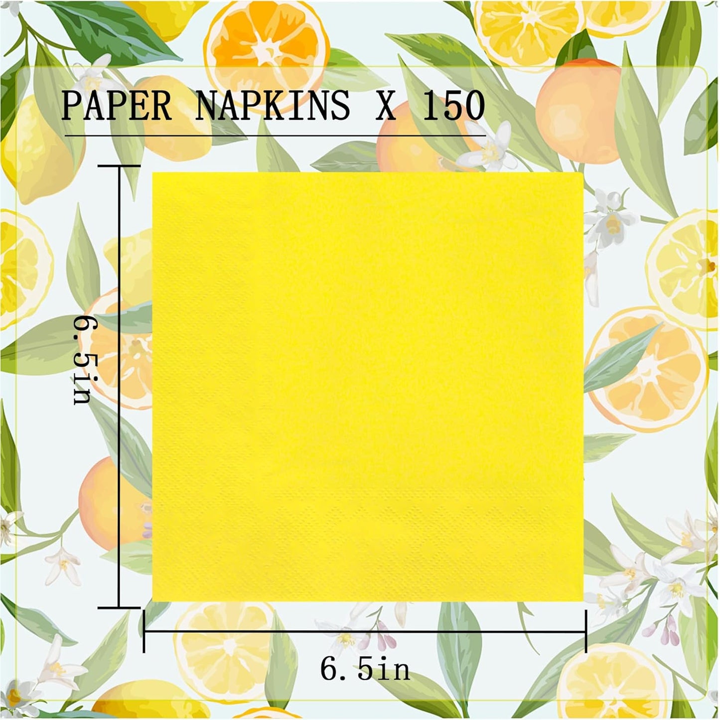 Yellow Napkins - 6.5x6.5 Inches, Disposable Party Napkins, Double-Ply, Soft And Durable, Suitable For Easter, Cocktail Parties And All Kinds Of Party Events | Holiday Decor Napkins (50 Pcs)