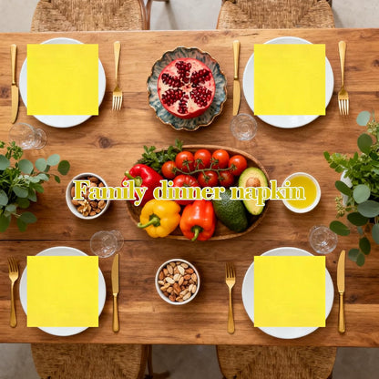 Yellow Napkins - 6.5x6.5 Inches, Disposable Party Napkins, Double-Ply, Soft And Durable, Suitable For Easter, Cocktail Parties And All Kinds Of Party Events | Holiday Decor Napkins (50 Pcs)
